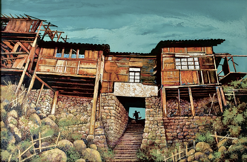 7、《古村记忆之章渡码头》、漆画，尺寸：40X60CM_副本.jpg