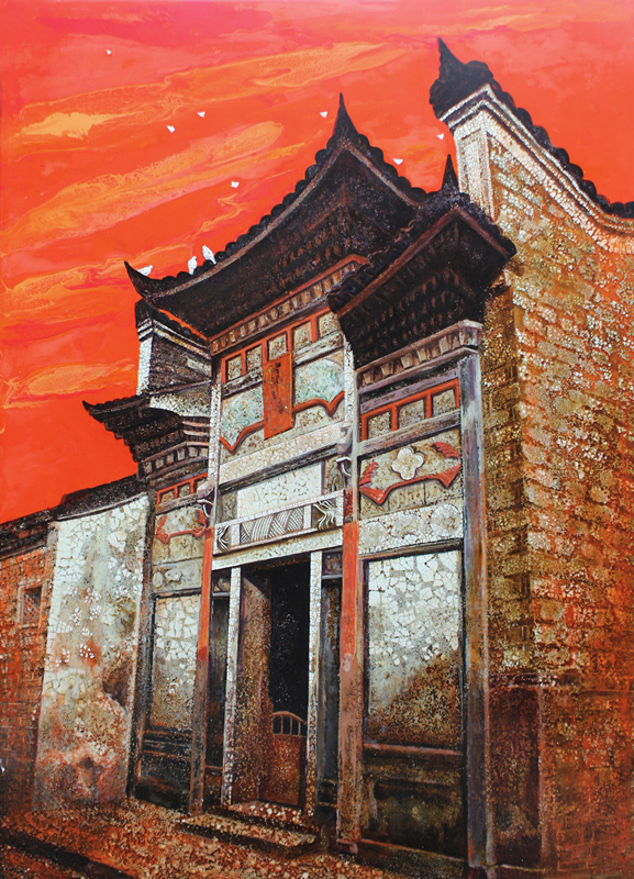 10、《古村记忆之大美流坑》漆画，50X70CM_副本.jpg