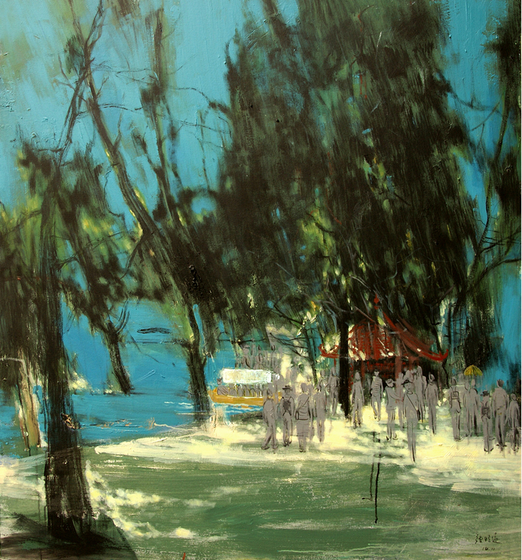 油画作者：张明远、作品名称《故地拾忆之梦境湖边》尺寸：130cm乘145cm, 画种：油画、_副本.jpg