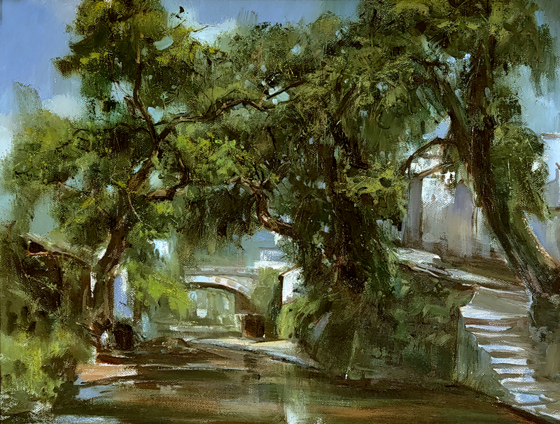 沱川村口，油画，80X100cm_副本.jpg