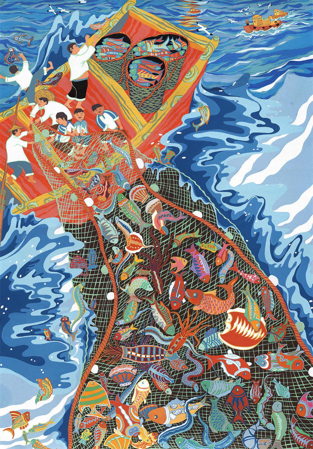 147-吴良焕 鱼跃凤鸾奔小康 山东 110×77cm.jpg
